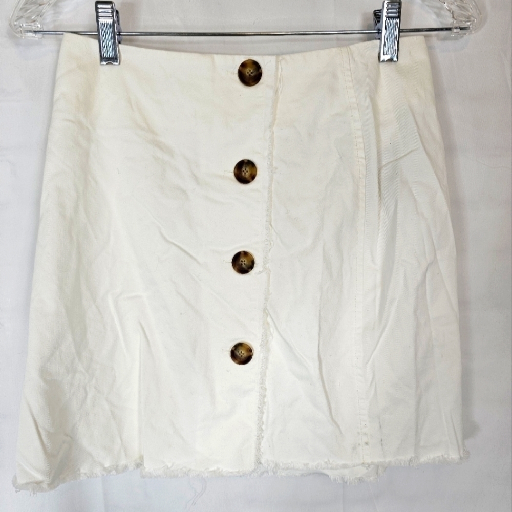 Atm Anthony Thomas Melillo size 2 white button-down frayed hem mini skirt NWT
